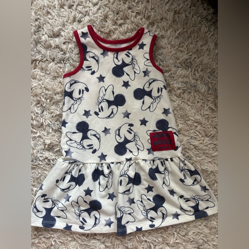 Disney Mickey Mouse Sleeveless Dress Red White Blue Fourth of July Girls Sz 3T
